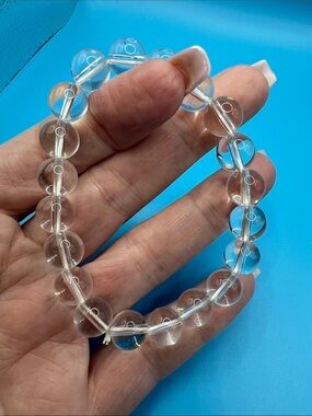 Clear quartz Bead Stretch Bracelet - Transparent Beads 10mm